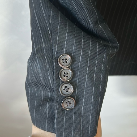 Ralph Lauren 100% wool Black Pinstripe Classic Fit Suit Jacket Blazer Sports 46L - Picture 4 of 11